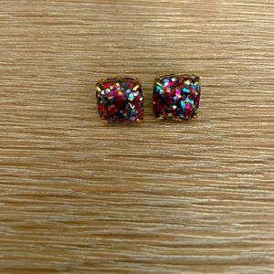 KATE SPADE Multi Glitter Small Square Studs